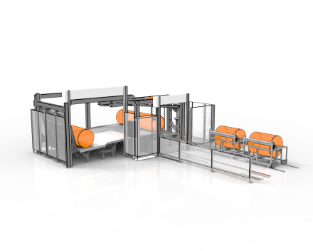 Jumbopack 3, inpakmachine voor jumborollen, manier van verpakken zorgt voor een vlotte verwijdering door de klant zonder kans op schade aan de buitendiameter van de rol