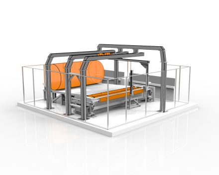 Jumbopack 4.5, inpakmachine voor jumborollen, manier van verpakken zorgt voor een vlotte verwijdering door de klant zonder kans op schade aan de buitendiameter van de rol