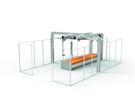 Jumbopack 1, inpakmachine voor jumborollen, manier van verpakken zorgt voor een vlotte verwijdering door de klant zonder kans op schade aan de buitendiameter van de rol