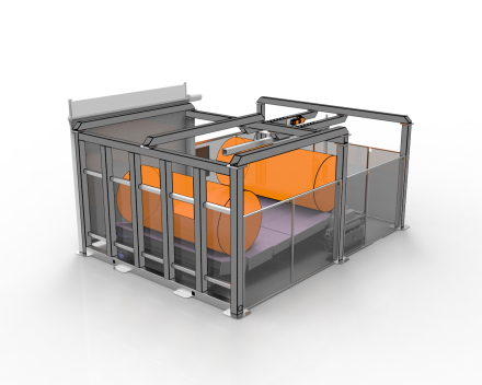Jumbopack 4, inpakmachine voor jumborollen, manier van verpakken zorgt voor een vlotte verwijdering door de klant zonder kans op schade aan de buitendiameter van de rol
